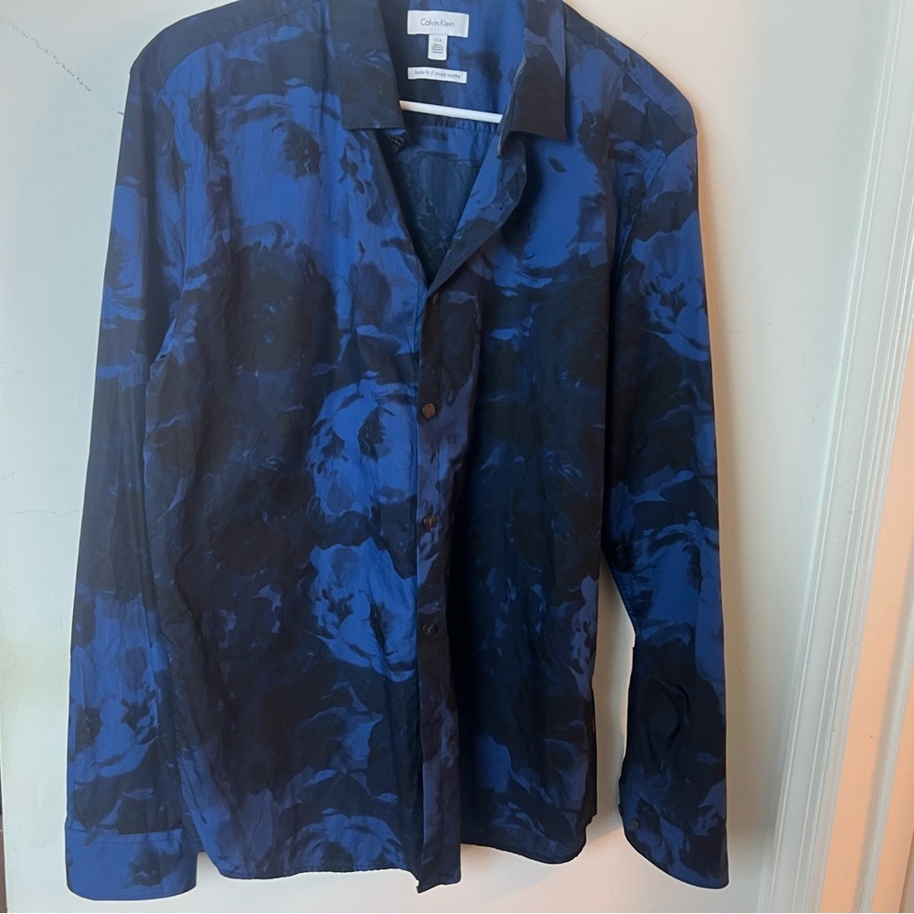 Calvin Klein Men's Black and Blue Shirt Jacket